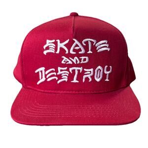 Thrasher Hat Skate And Destroy Snapback Red Baseball Cap Embroidered Trucker Men